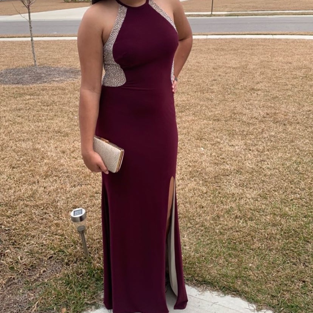 Burgundy prom or military ball dress
